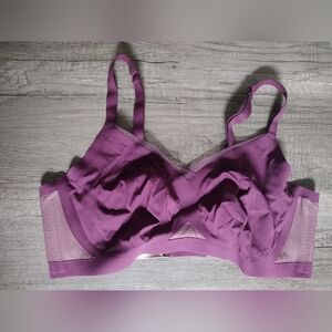 Honeylove Bra Liftwear Crossover Mesh Wire Free Support Comfort Burgundy 1X